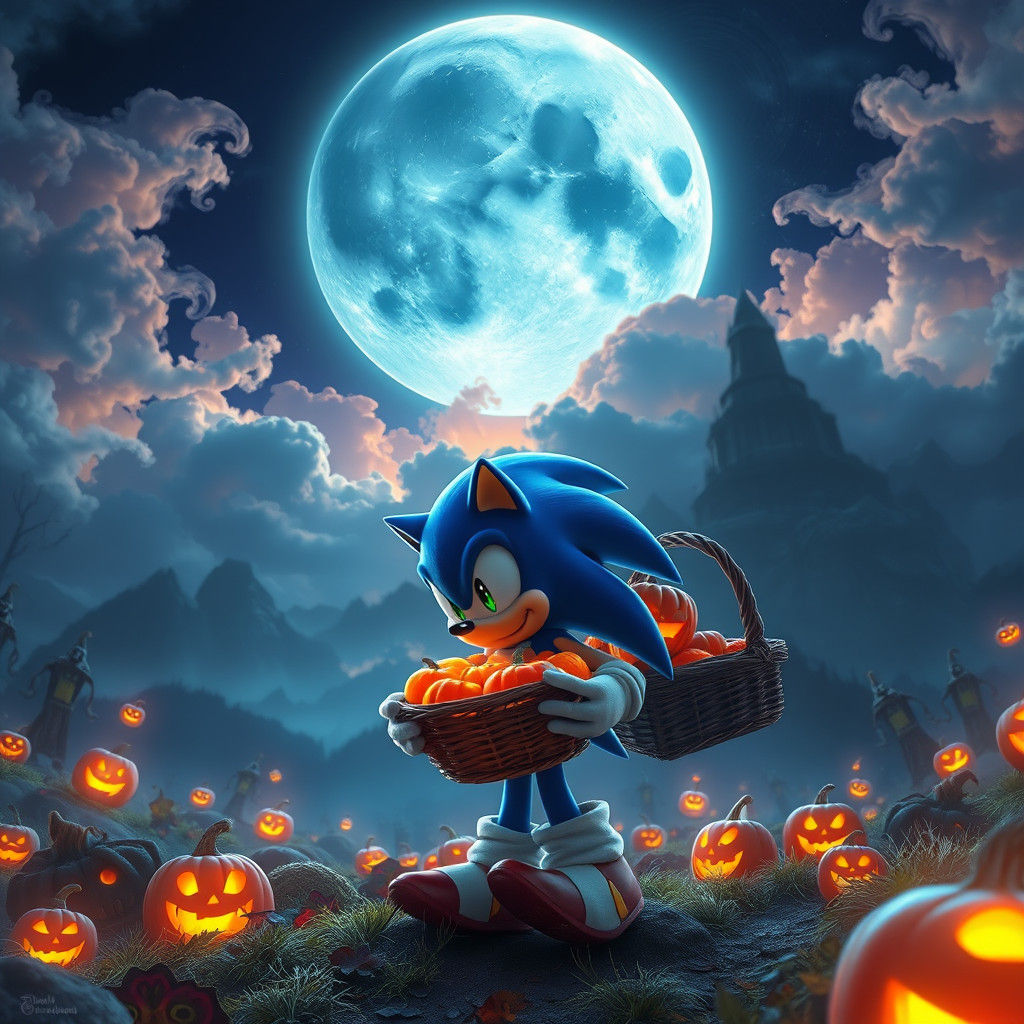 Sonic's Halloween Night Under a Giant Moon