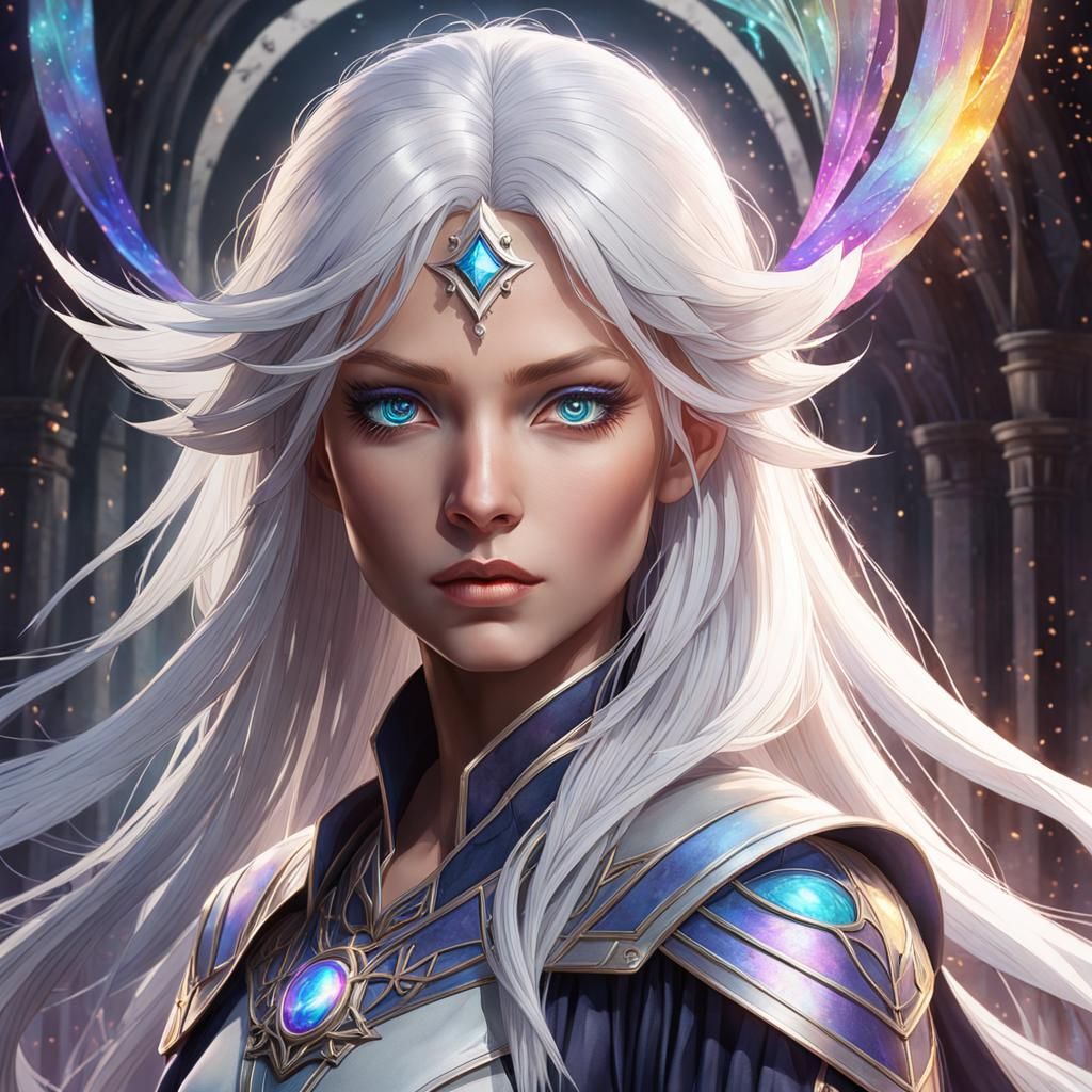 Pallid Elf Female Wizard Watercolor Portrait