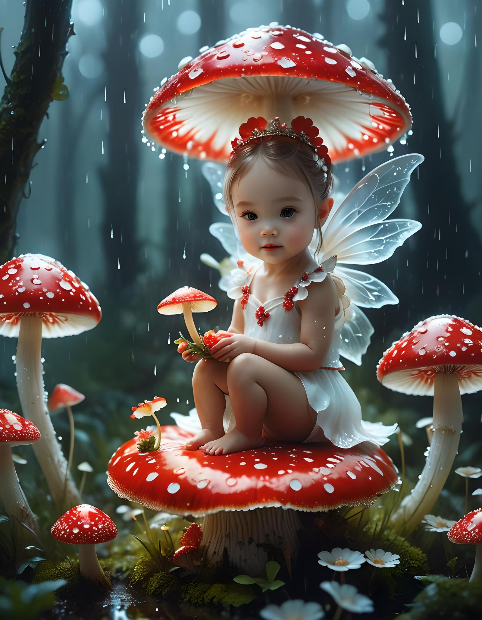 Amanita Fairy Princess in Miniature Fantasy World