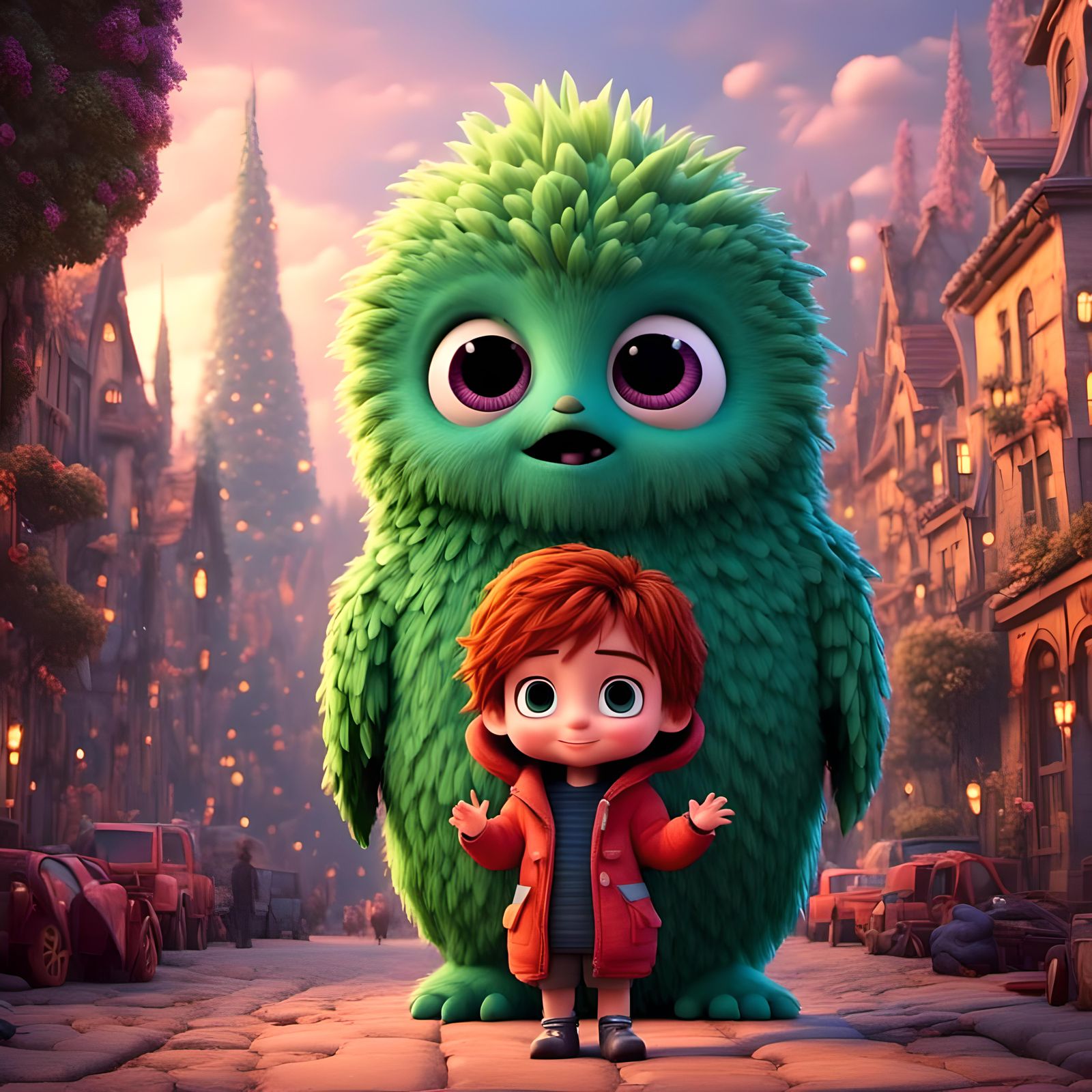 Adorable Horror Sci-Fi Cartoon in Pixar Style