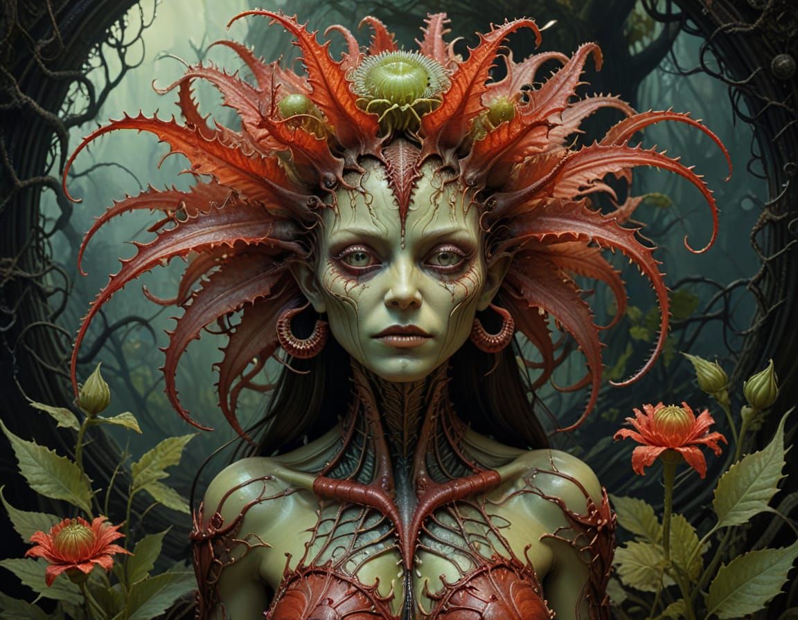 Psychedelic Demon Flytrap in Academic Style