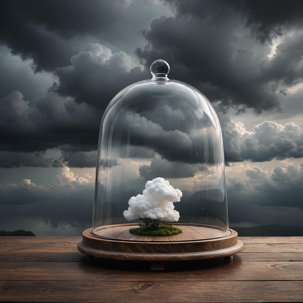 Cloud in Cloche: Minimalist Surreal Dreamscape