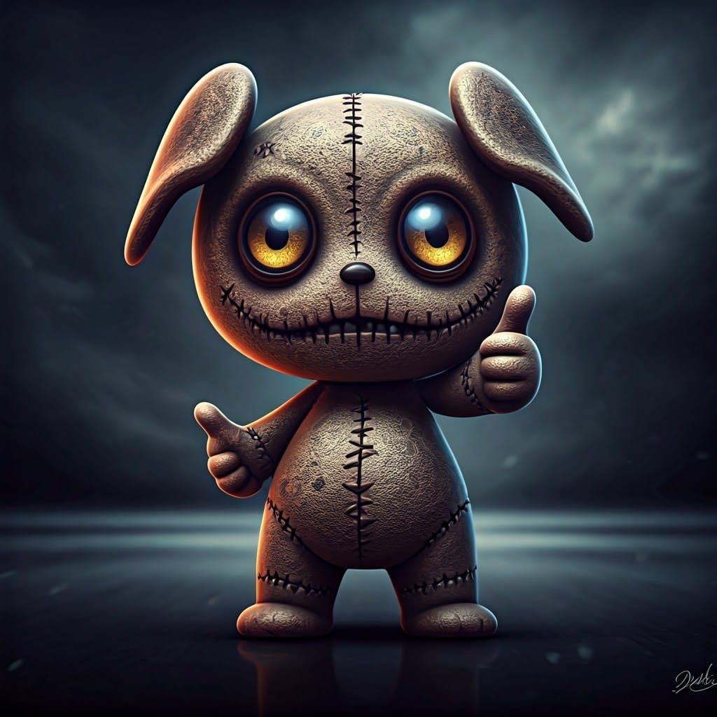 Cute Chibi Voodoo Doll Gives Thumbs-Up