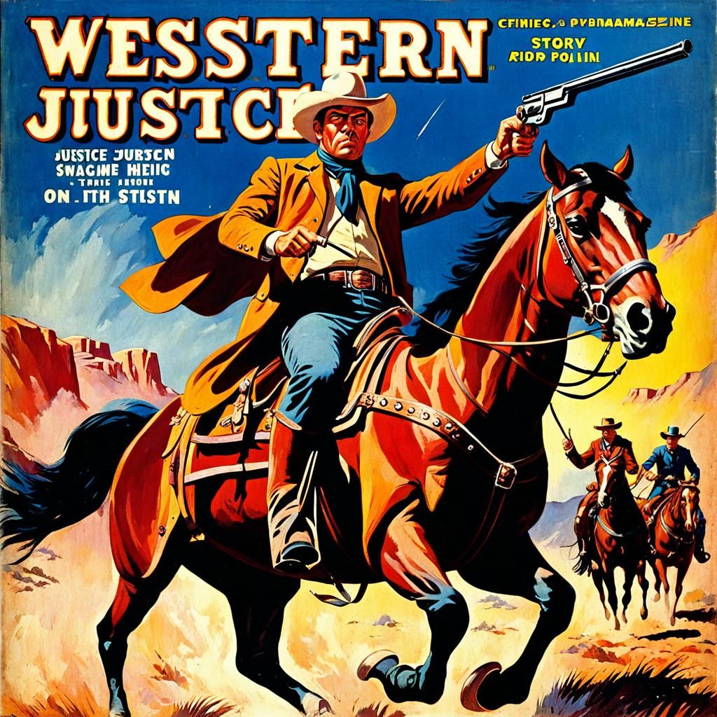 Vintage Western Justice Pulp Magazine Cover