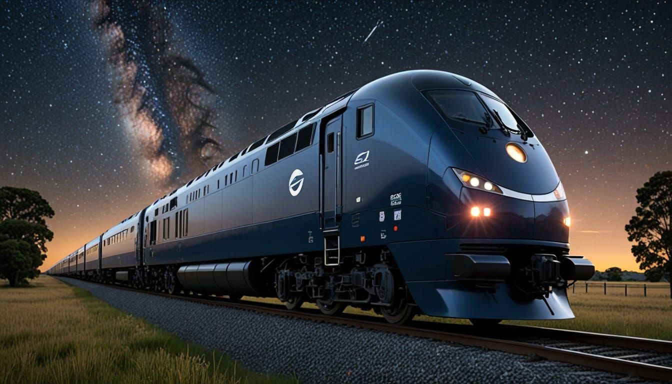 Dreamliner Drift: Ethereal Train Rides Across Starry Skies