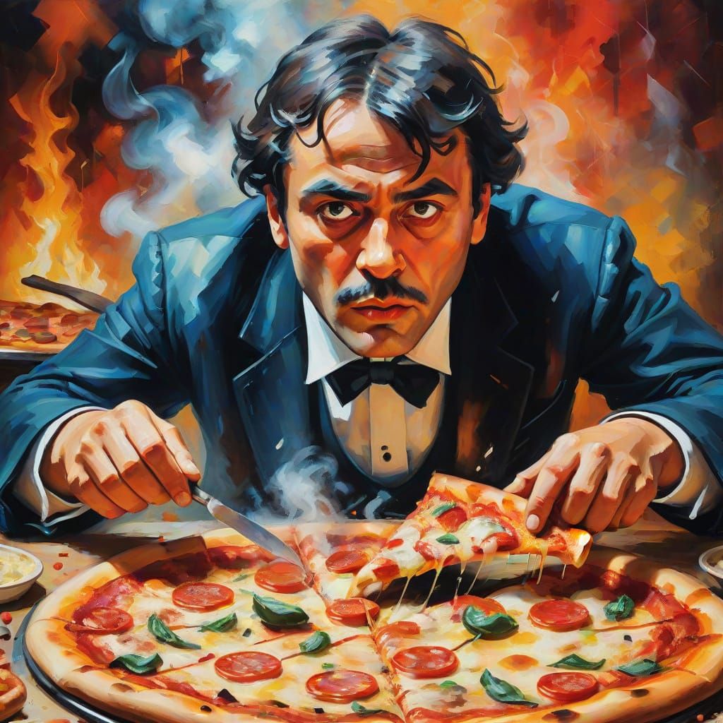 Pizza Mafia: Expressionist Oil Painting Portrait