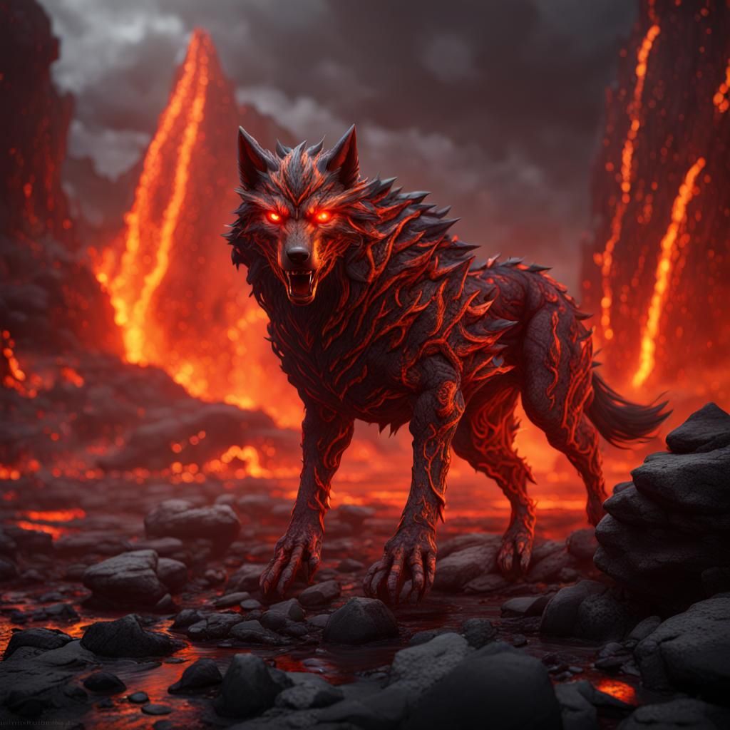 Lava Wolf Fantasy Concept Art