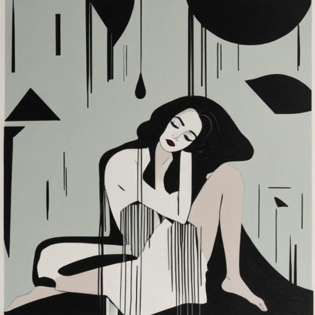 Silhouette in Bauhaus Landscape Inspired by Lichtenstein