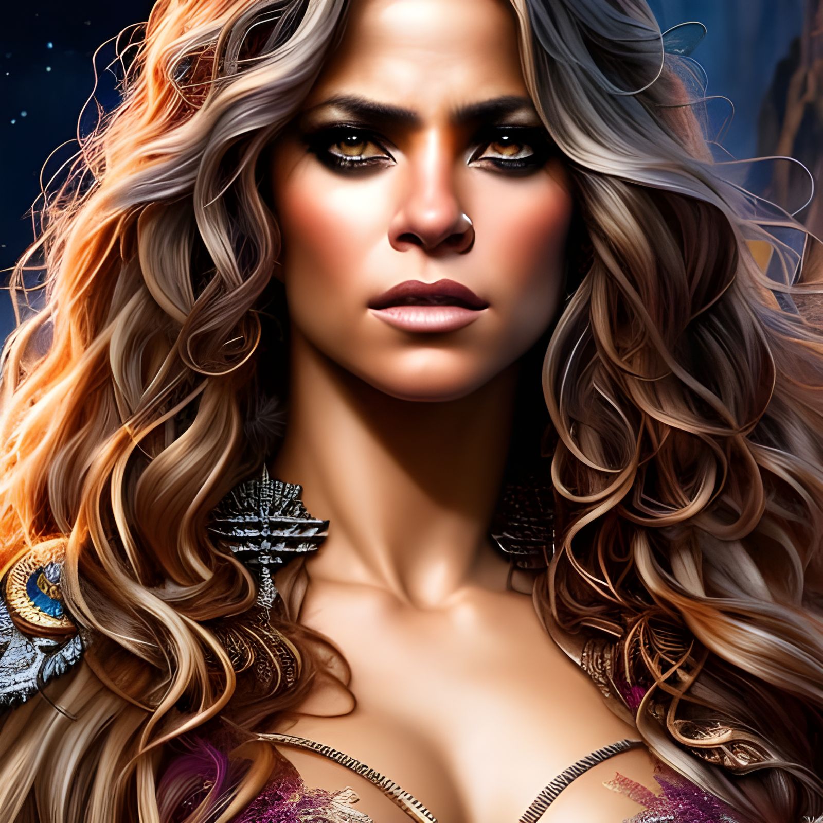 Detailed Portrait of an Angry Woman in Fantasy Art Style