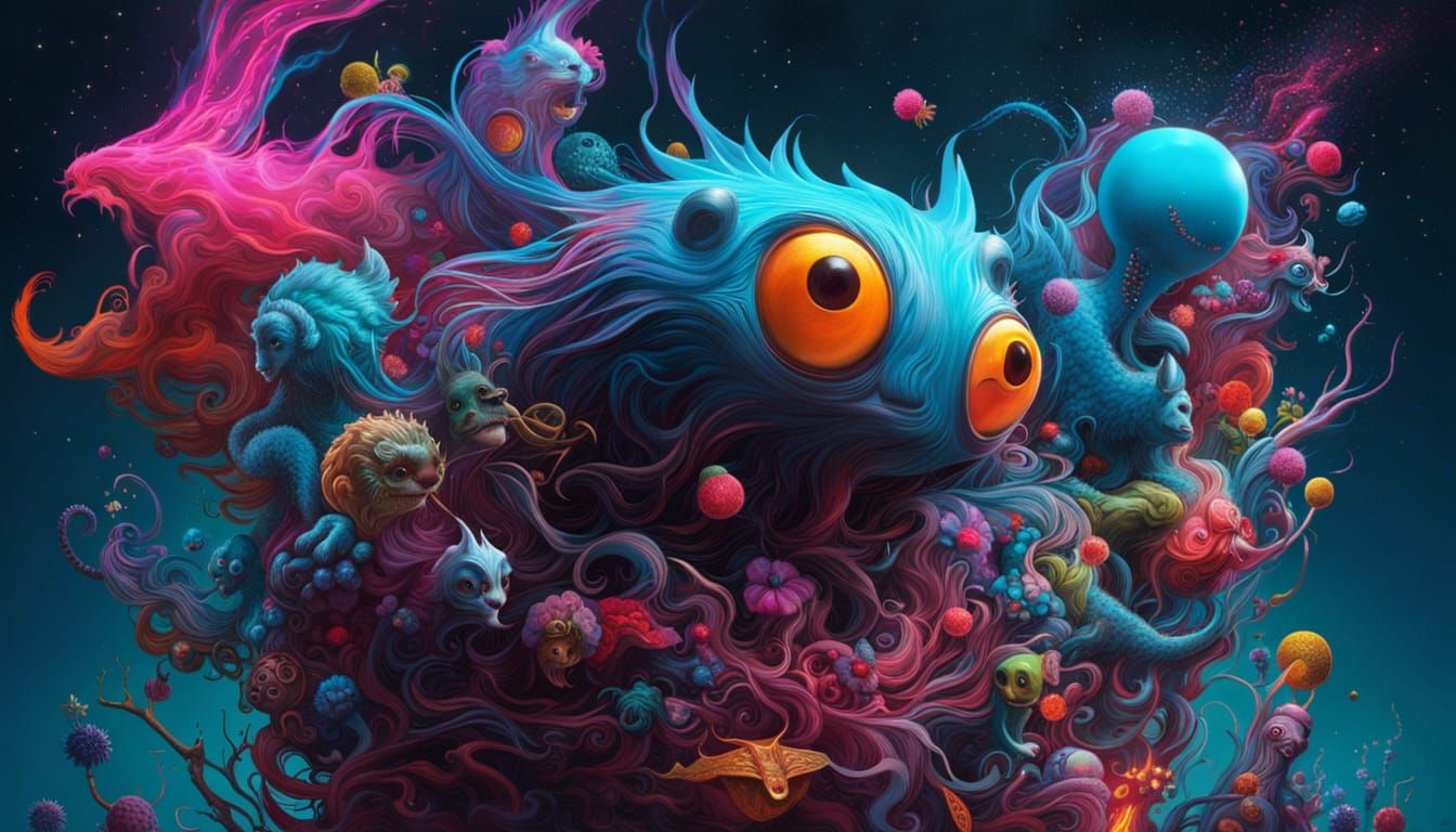 Cute Monster in Front of Fantasy School