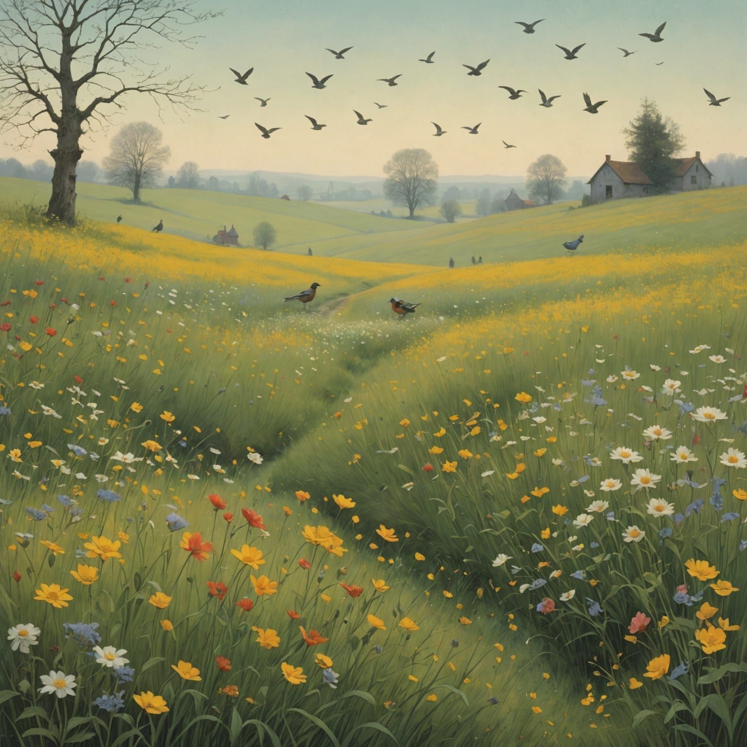 Springtime Serenade in Whimsical Pastel Hues