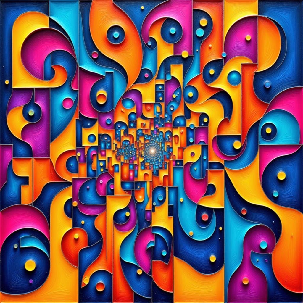 Psychedelic Abstract Art in Swirling Colors