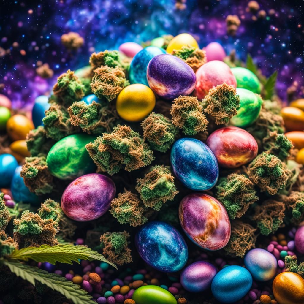 Cannabis Easter Bouquet in Cosmic Outer Space