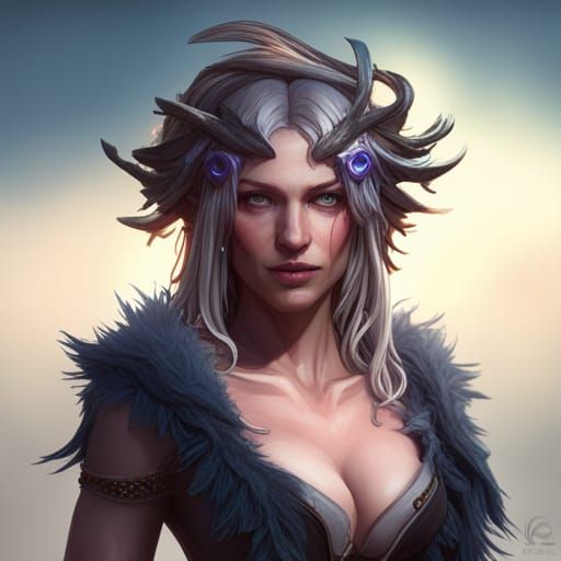 Enchanting Winter Witch Portrait in Digital Art