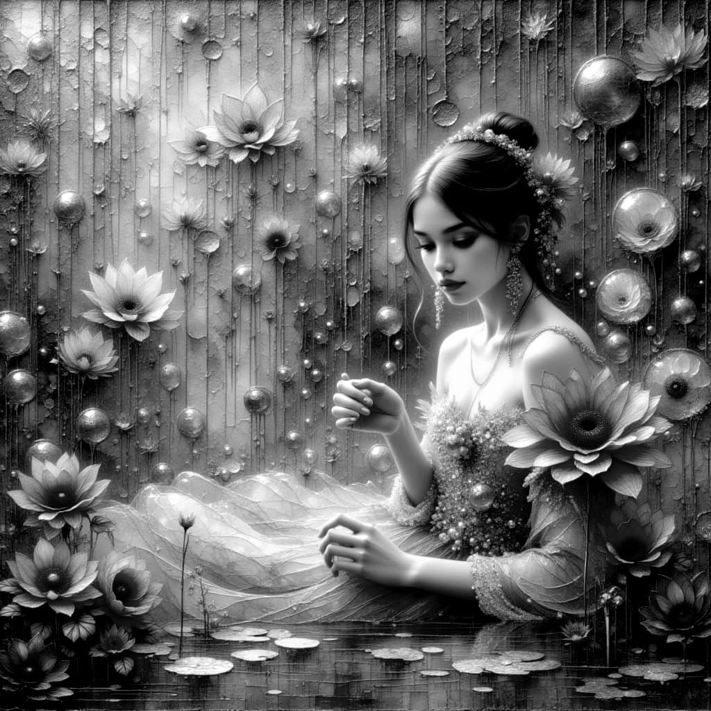 Lady of the Lake: Impasto Art Nouveau Painting