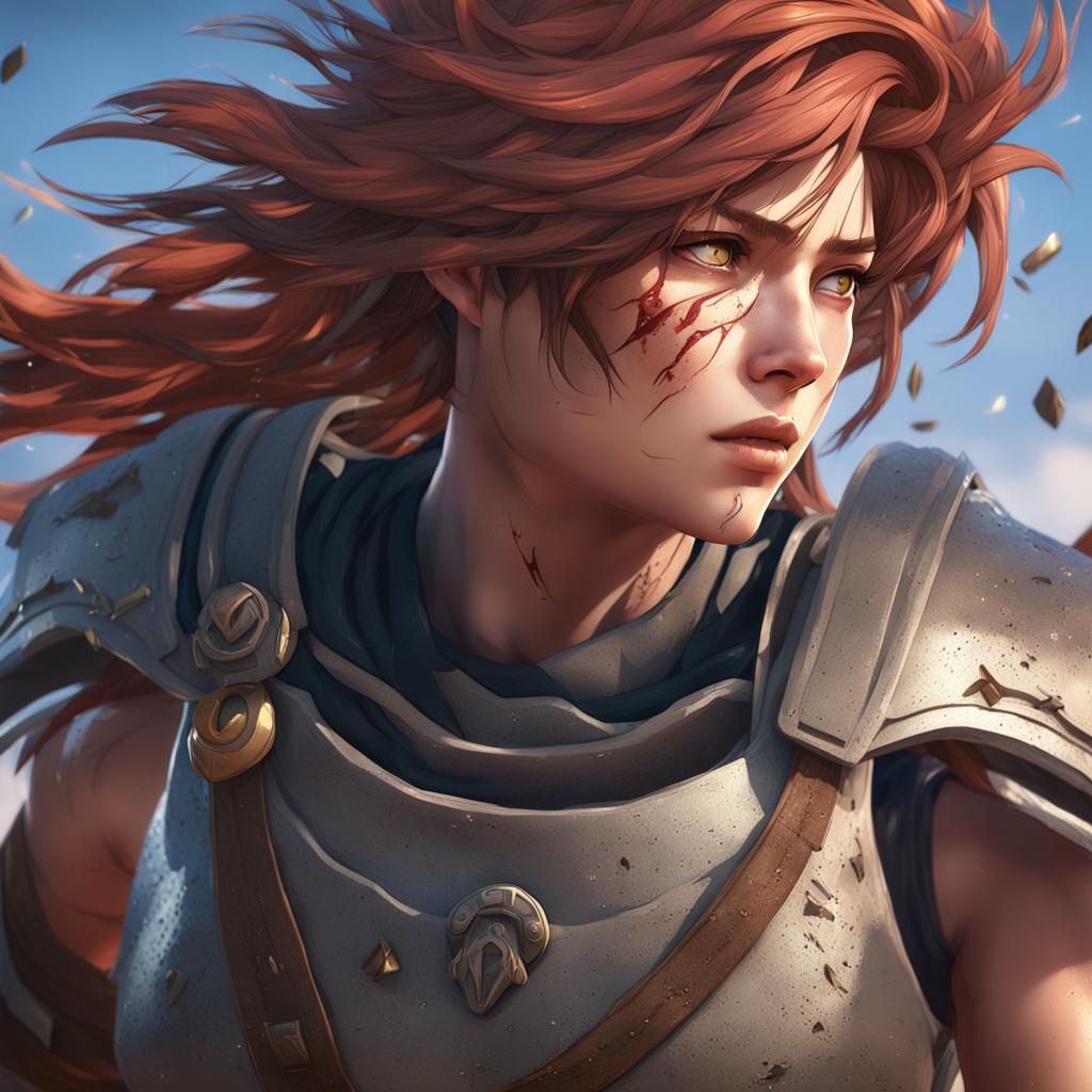 Scarred Spartan Woman in Anime Style