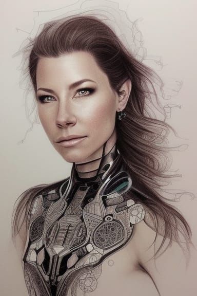 Evangeline Lilly Cybernetic Eye: Detailed Pencil Sketch