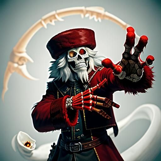 Surreal Composition with Teeth, Bones and Red Hand