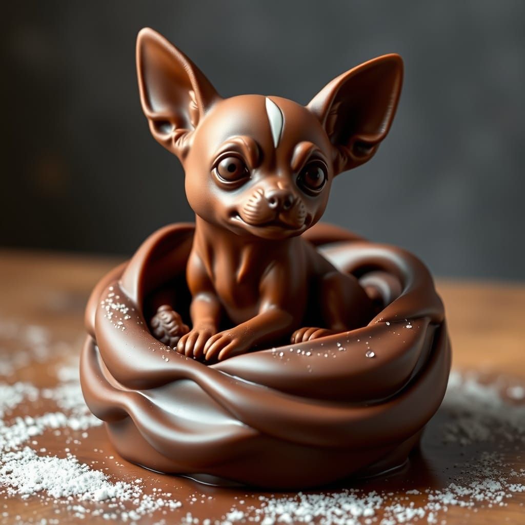 Chocolate Chihuahua Sculpture: Deliciously Detailed Art