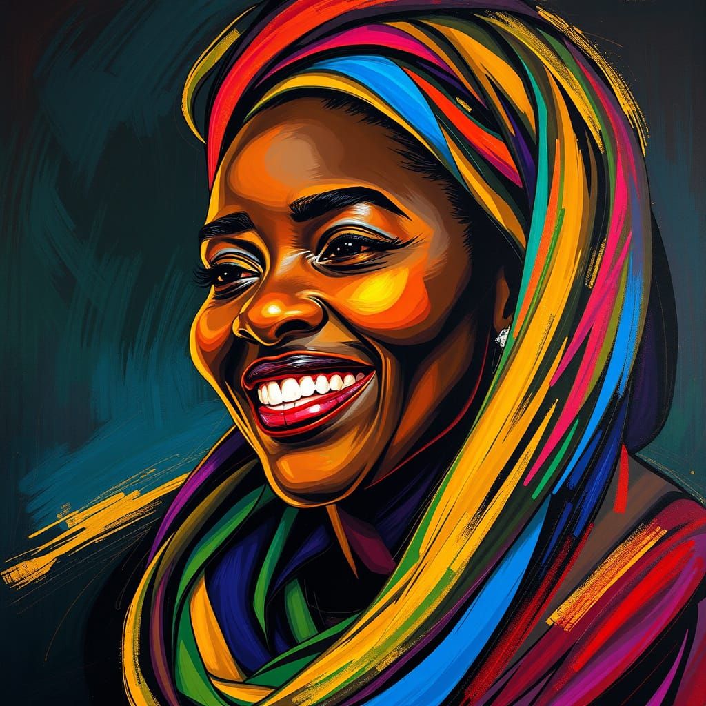 Vibrant Portrait of an African Woman in Motion
