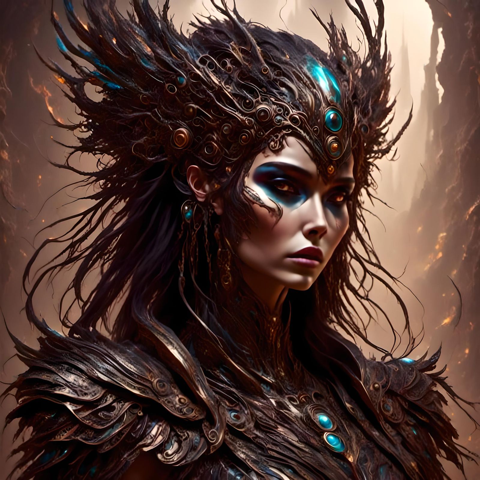 Detailed Hades Demon Portrait in Cyberpunk Style