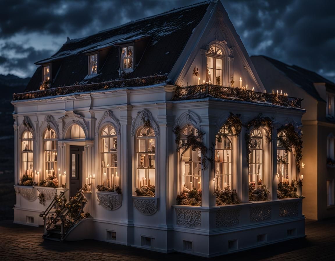 Detailed Layered House with Dreamlike Lighting in 8k