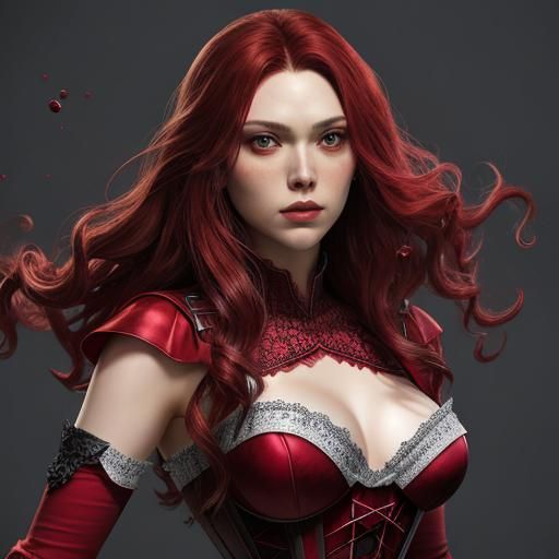 Scarlet Witch Portrait in Hyperrealistic Style