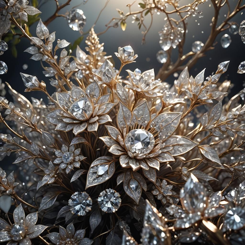 Majestic Diamond Bouquet Digital Matte Painting