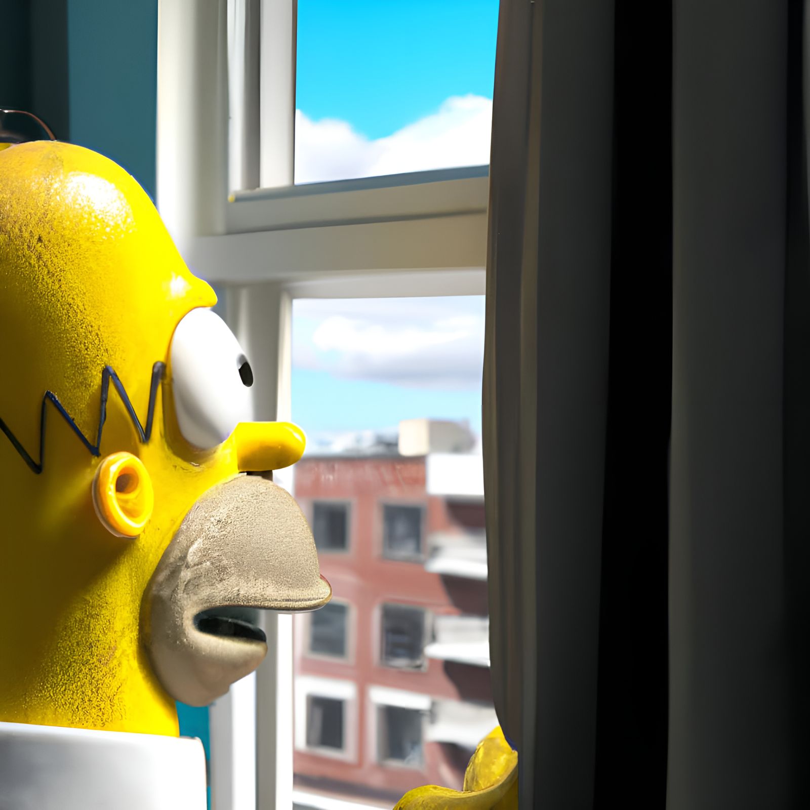 Homer Simpson Gazing Out Window: Photorealistic Stop Motion