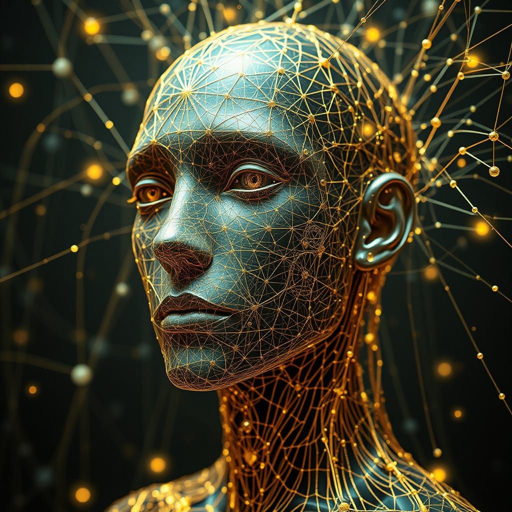 Cosmic Entity with Gilded, Technological Skin