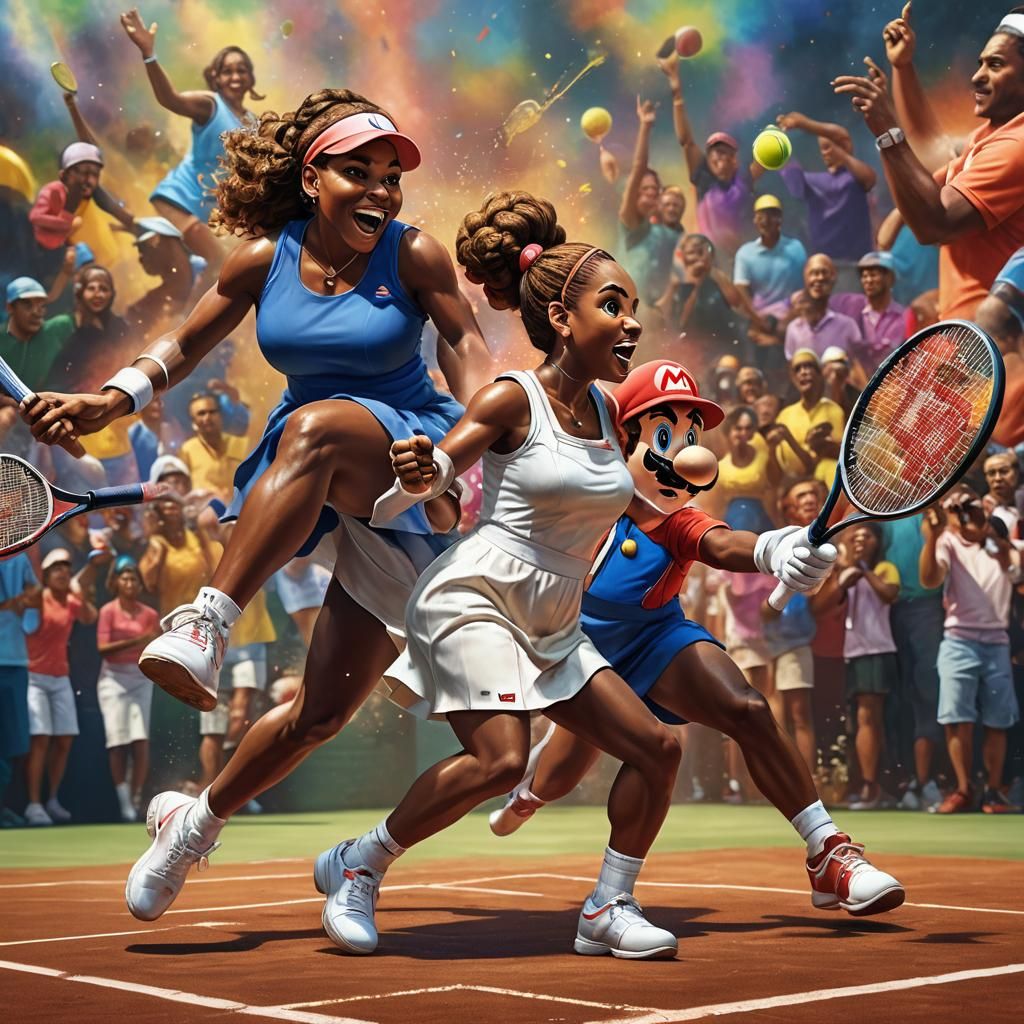 Super Mario and Serena Williams Play Tennis