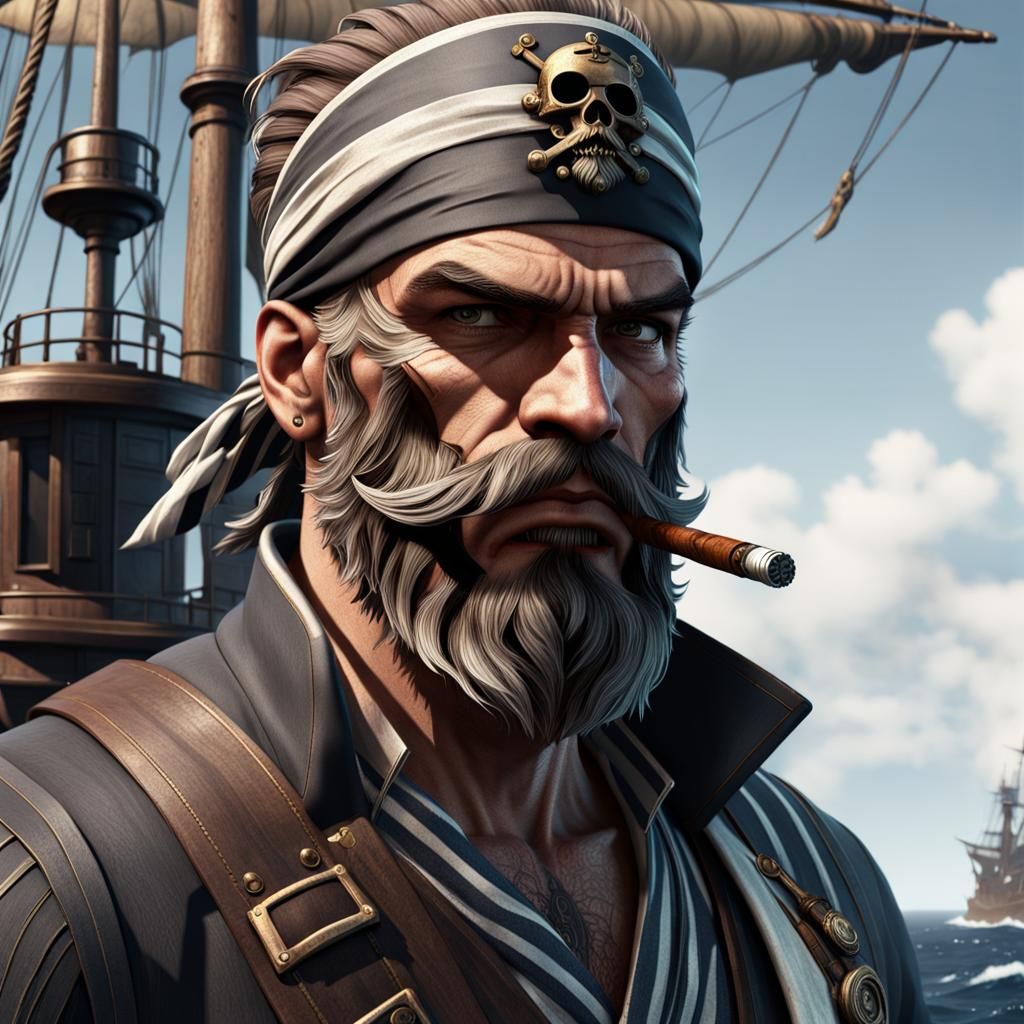 Dieselpunk Sailor on Galleon in 8K Render