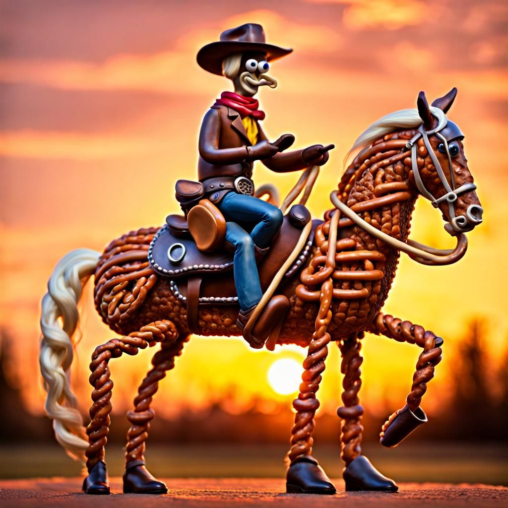 Pretzel Cowboy Rides into the Sunset
