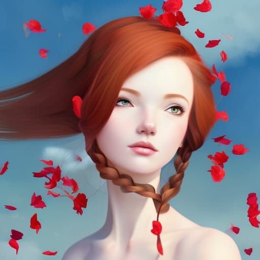 Highland Woman with Red Hair in Anime Style