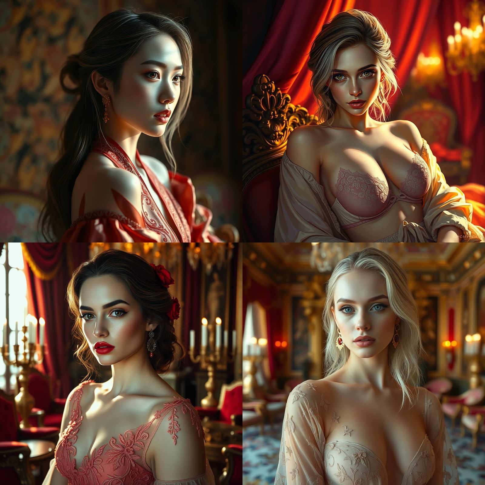 Captivating Woman in Luxurious Room: Hyperrealistic Art