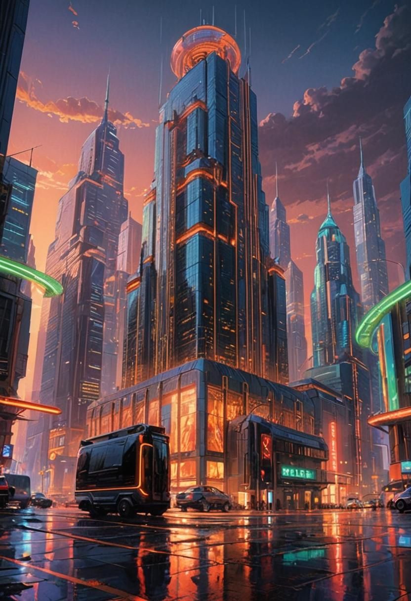 Metropolis Concept Art in Syd Mead Style
