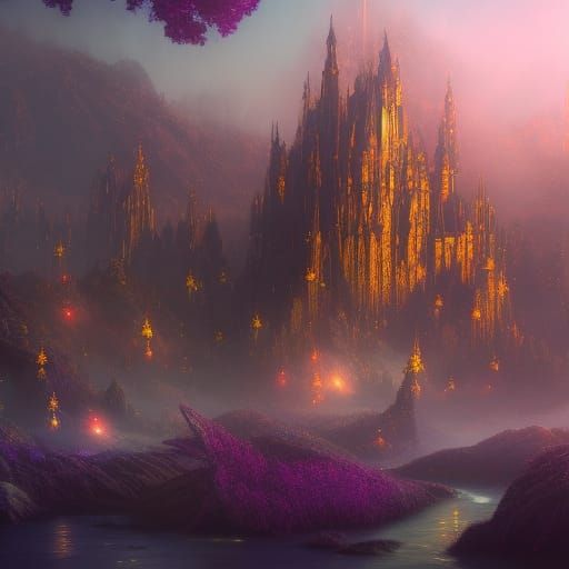 Fantastical Castle in Sparkling Magic Light