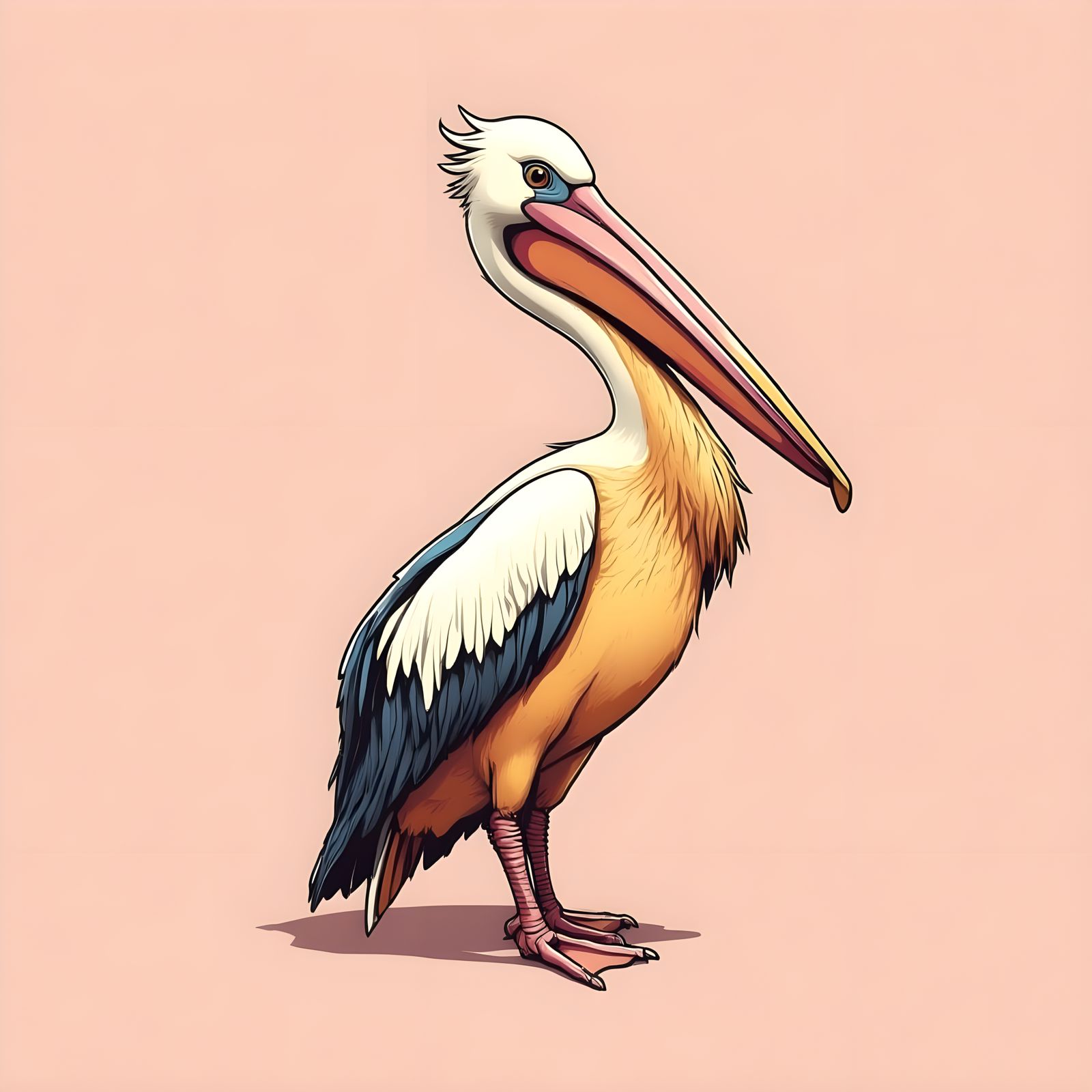Minimalistic Pelican Emoji in Whimsical Candy Art Style
