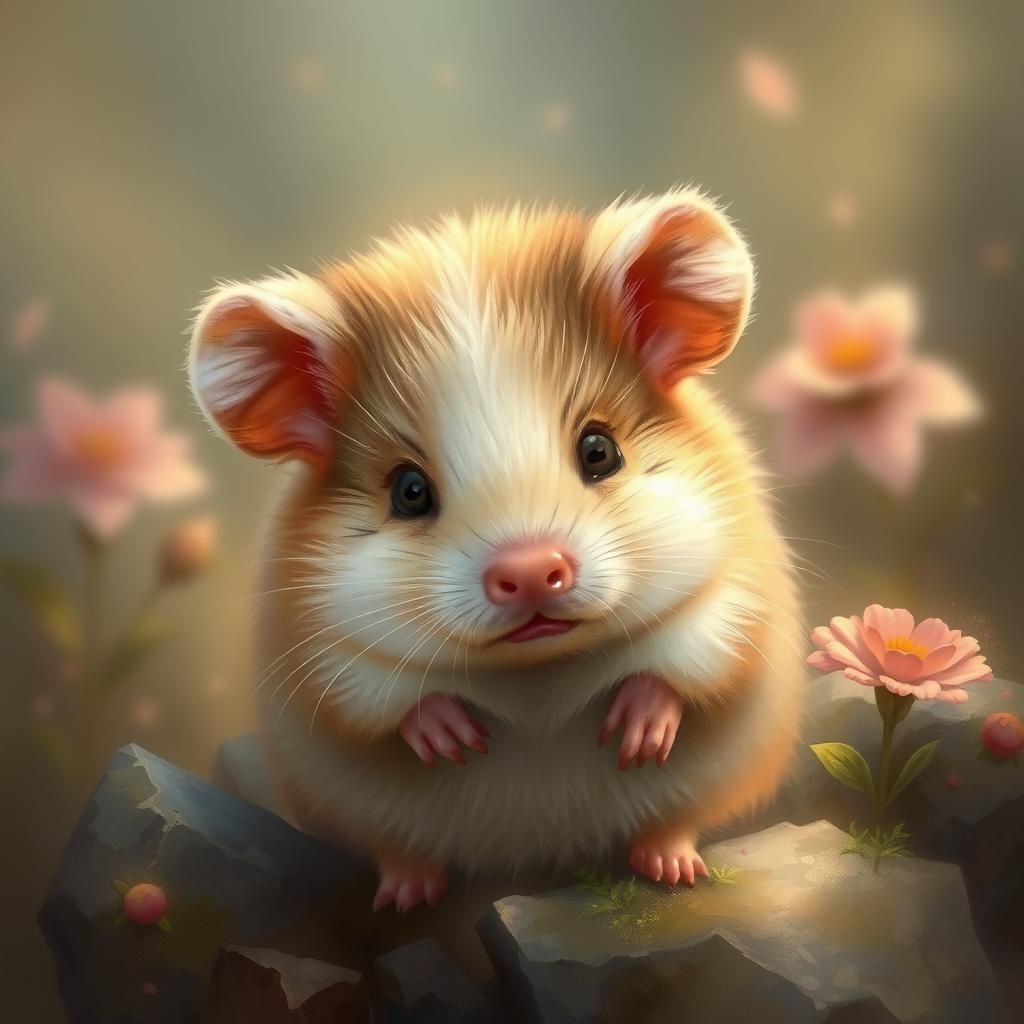 Cute Baby Guinea Pig in Ethereal Fantasy Setting