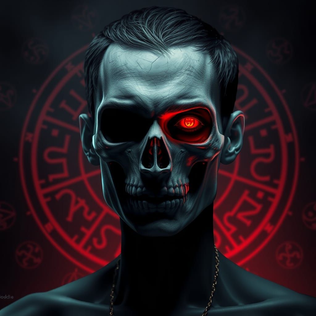 Sci-Fi Vampire Skeleton Portrait in Digital Art Style