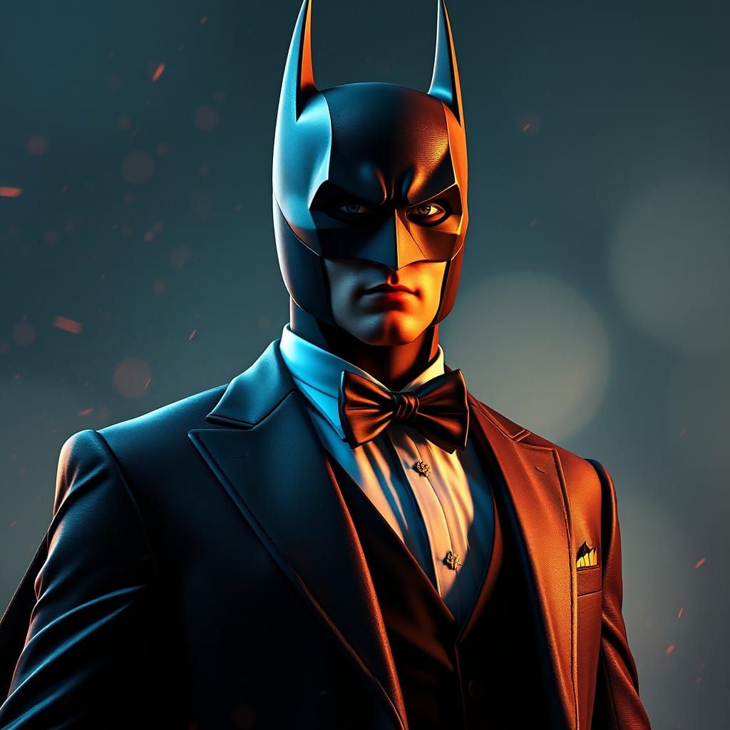 Batman as a Corporate Attorney in Formal Tuxedo Attire