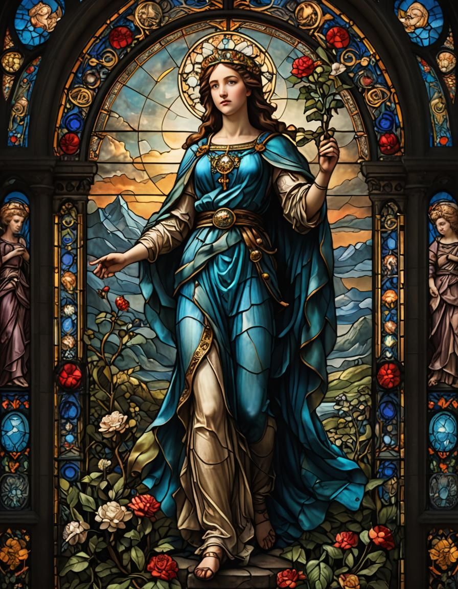 Stained Glass Window Featuring Muse Erato