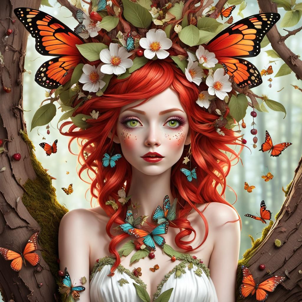 Whimsical Fairy Girl with Cherry Blossom Headdress
