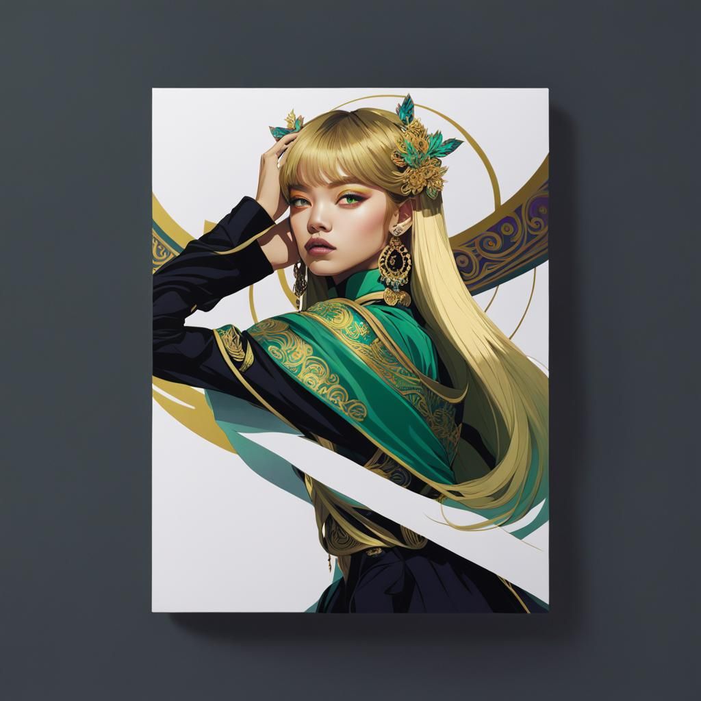 Art Nouveau Portrait with Gold Accents