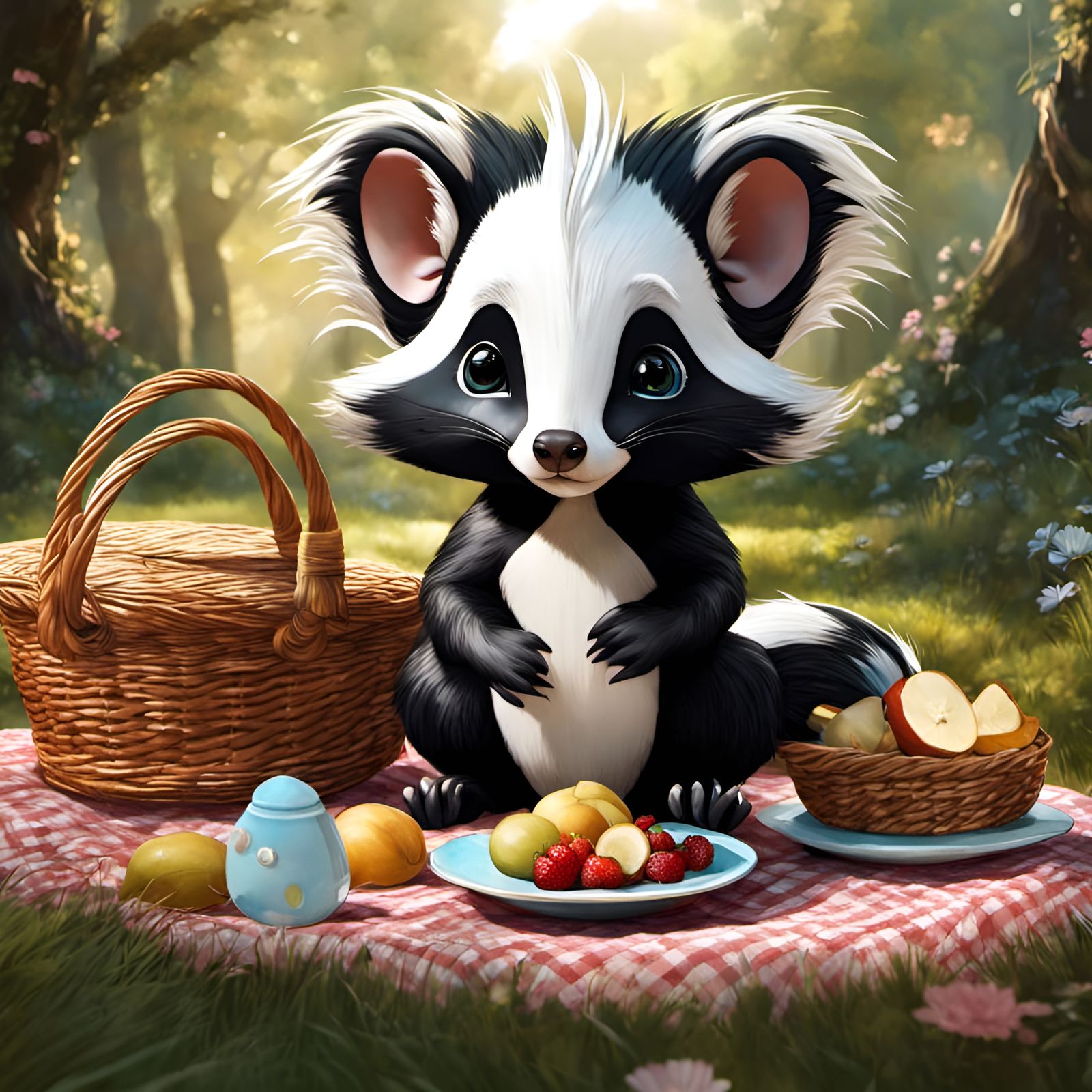 Chibi Skunk's Sunny Picnic Portrait