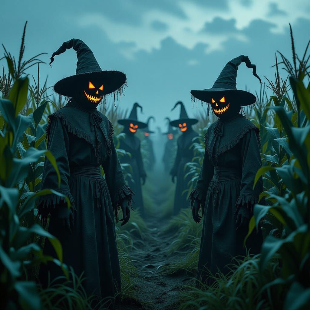 Terrifying Halloween Corn Maze With Grotesque Scarecrows