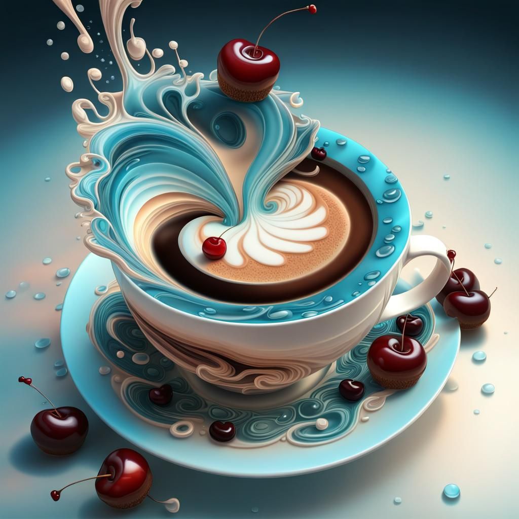 Bioluminescent Coffee Cup in 3D with Fractal Design