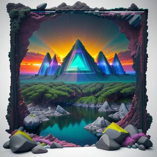 Romantic Sunset Over Water as Chiaroscuro Painting