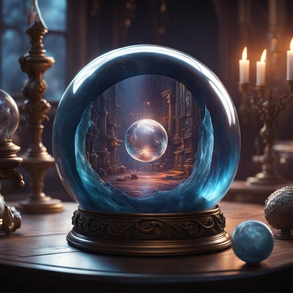 Vision Inside Crystal Ball: Detailed Matte Painting