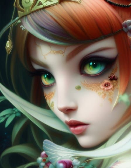 Gothic Anime Witch Portrait in Graffiti Art Style